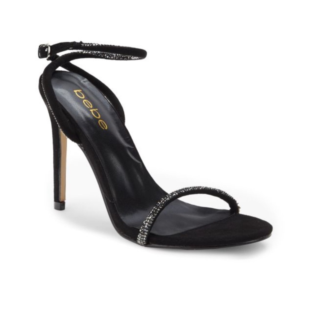 Bebe Rosalyn Rhinestone Stiletto Sandals Heels.